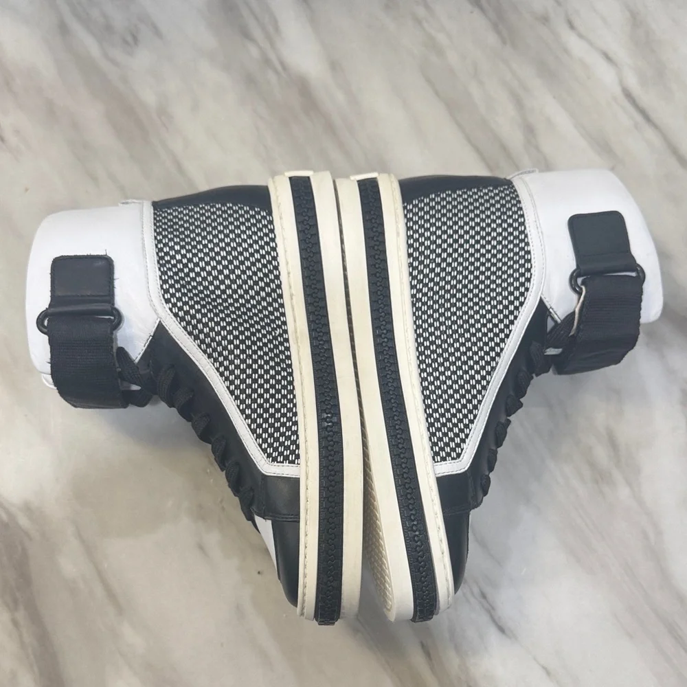 Sergio Rossi Black and White High-Top Sneakers size 35